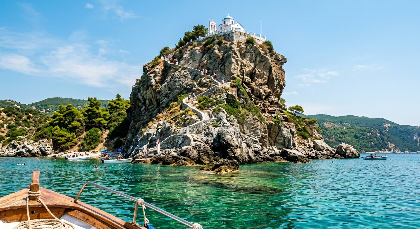 Skopelos – zielona wyspa i kultowy kościółek na skale z filmu Mamma Mia