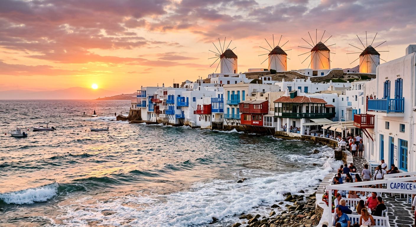 Wiatraki na Mykonos i dzielnica Mała Wenecja – symbole wyspy